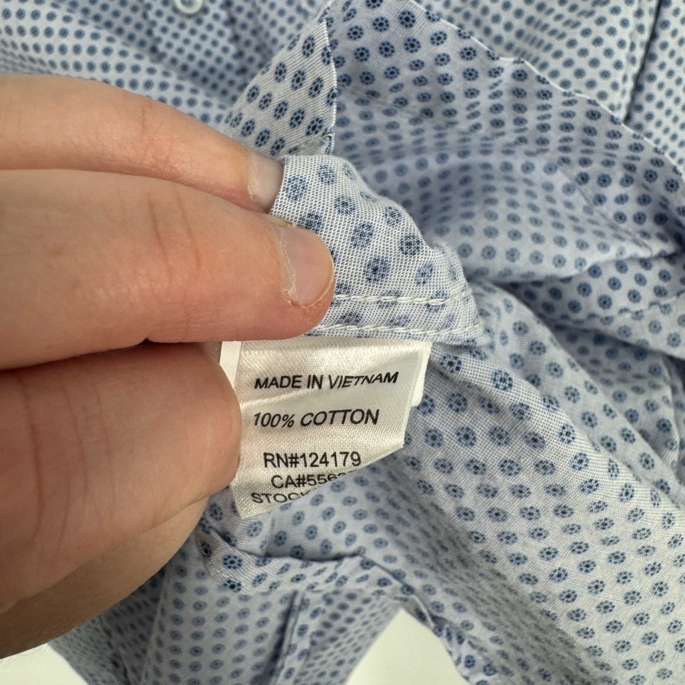 Johnston & Murphy Men's Light Blue Geometric Button-Down Size XXL 100% Cotton - Picture 4 of 4